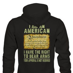 Right to Bear Arms Hoodie, Screen printed on Back